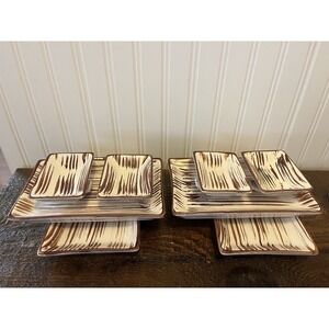 Pier 1 One Suki Sushi Serving Places 4-12pieces 4 lace, 4 sauce dishes, 4 Stands